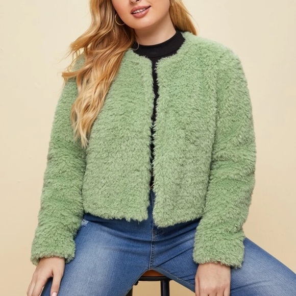 Plus Open Front Teddy Jacket - Picture 1 of 1